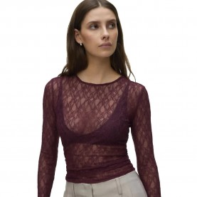 Тениска Vero moda Awtessy O-Neck Lace long sleeve T-shirt - Purple (Catawba Grape) тениска,мъжки,тениски,дамски,тениски,vero,moda,awtessy,o,neck,lace,long,sleeve,t,shirt,purple,(catawba,grape)