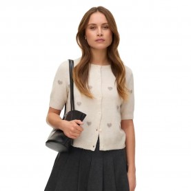 Жилетка Vero moda Doffy Intarsia 2/4 O-Neck cardigan - Beige (Birch / Moon Rock Hearts) жилетка,мъжки,пуловери,дамски,пуловери,vero,moda,doffy,intarsia,2,4,o,neck,cardigan,beige,(birch,moon,rock,hearts)