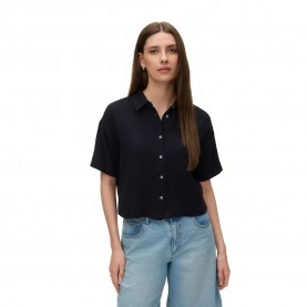 Риза с дълъг ръкав Vero moda Natali Crop long sleeve shirt - Black (Black) риза,с,дълъг,ръкав,дамски,ризи,мъжки,ризи,vero,moda,natali,crop,long,sleeve,shirt,black,(black)