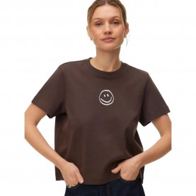 Тениска Vero moda Sara Mette Box short sleeve T-shirt - Brown (Chocolate Brown / 1 Smile Bright White) тениска,мъжки,тениски,дамски,тениски,vero,moda,sara,mette,box,short,sleeve,t,shirt,brown,(chocolate,brown,1,smile,bright,white)