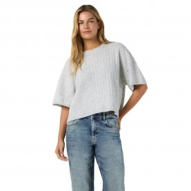 блуза,дамски,пуловери,дамски,плетени,дрехи,noisy,may,smilla,cable,knit,short,sleeve,sweater,white,(light,grey,melange)