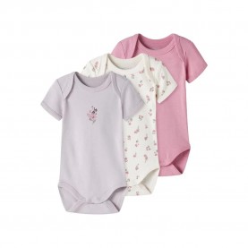 Name it Flower short sleeve body 3 units - Multicolor (Jet Stream / Lilac Marble / Cashmere Rose) детски,облекла,за,момичета,name,it,flower,short,sleeve,body,3,units,multicolor,(jet,stream,lilac,marble,cashmere,rose)