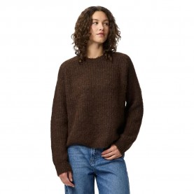 блуза,дамски,пуловери,дамски,плетени,дрехи,pieces,cleo,o,neck,chunky,knit,sweater,brown,(hot,fudge,melange)