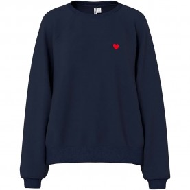 Блуза Pieces Greta Emb Ub sweatshirt - Blue (Sky Captain / Red Heart Emb) блуза,дамски,блузи,pieces,greta,emb,ub,sweatshirt,blue,(sky,captain,red,heart,emb)
