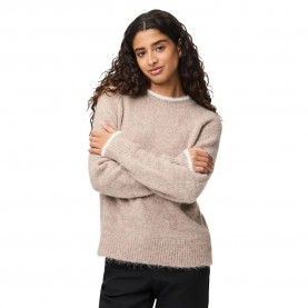 блуза,дамски,пуловери,дамски,плетени,дрехи,pieces,ivy,o,neck,contrast,knit,sweater,beige,(greige,white,contrast)