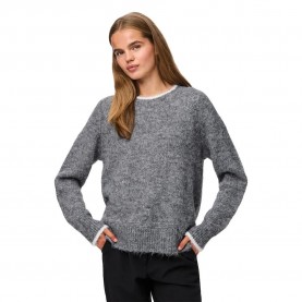блуза,дамски,пуловери,дамски,плетени,дрехи,pieces,ivy,o,neck,contrast,knit,sweater,grey,(medium,grey,melange,white,contrast)