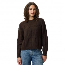 блуза,дамски,пуловери,дамски,плетени,дрехи,pieces,jenna,o,neck,cable,knit,sweater,brown,(hot,fudge)