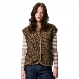 Потник Pieces Katty Teddy vest - Brown (Tannin / Leopard) потник,дамски,жилетки,pieces,katty,teddy,vest,brown,(tannin,leopard)