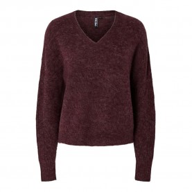 блуза,дамски,пуловери,дамски,плетени,дрехи,pieces,layla,knit,v,neck,sweater,brown,(tawny,port,melange)