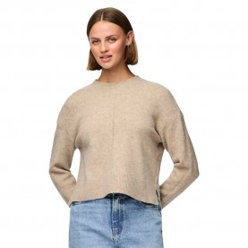 блуза,дамски,пуловери,дамски,плетени,дрехи,pieces,malou,o,neck,cutline,knit,sweater,beige,(taupe,gray,melange)
