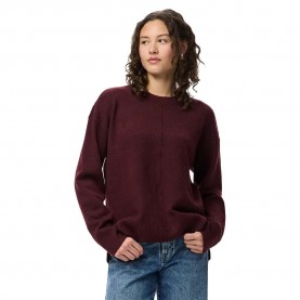 блуза,дамски,пуловери,дамски,плетени,дрехи,pieces,malou,o,neck,cutline,knit,sweater,purple,(tawny,port,melange)