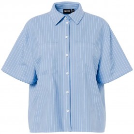 Риза с къс ръкав Pieces Melia short sleeve shirt - Blue (Grapemist / Thin Bright White) риза,с,къс,ръкав,дамски,ризи,мъжки,ризи,pieces,melia,short,sleeve,shirt,blue,(grapemist,thin,bright,white)