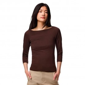 Тениска Pieces Phoebe Boatneck long sleeve T-shirt - Brown (Hot Fudge) тениска,мъжки,тениски,дамски,тениски,pieces,phoebe,boatneck,long,sleeve,t,shirt,brown,(hot,fudge)