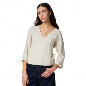 Pieces Pia Wrap 3/4 sleeve shirt - Beige (Birch / Melange) дамски,ризи,мъжки,ризи,pieces,pia,wrap,3,4,sleeve,shirt,beige,(birch,melange)