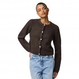 жилетка,дамски,пуловери,дамски,плетени,дрехи,pieces,silly,o,neck,knit,cardigan,brown,(hot,fudge,melange)