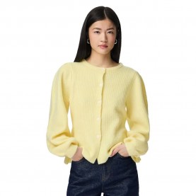 жилетка,мъжки,пуловери,дамски,пуловери,pieces,silly,puff,knit,cardigan,yellow,(pale,banana,melange,melange)