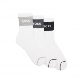 Чорапи BOSS Rib Melange short socks 3 pairs - White (Open Miscellaneous) чорапи,мъжки,чорапи,дамски,чорапи,boss,rib,melange,short,socks,3,pairs,white,(open,miscellaneous)