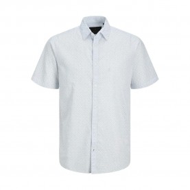 Риза с къс ръкав Jack & jones Blasummer Linen Print short sleeve shirt - White (Cashmere Blue / Slimfit) риза,с,къс,ръкав,дамски,ризи,мъжки,ризи,jack,&,jones,blasummer,linen,print,short,sleeve,shirt,white,(cashmere,blue,slimfit)