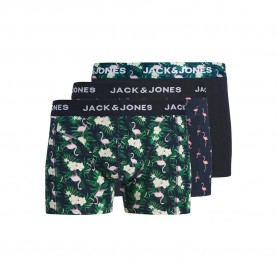 боксерки,мъжко,бельо,jack,&,jones,flamingo,flower,trunks,boxers,3,units,blue,black,(black,chambray,blue,black)