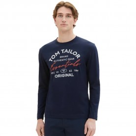 Тениска Tom tailor 1037744 Print long sleeve T-shirt - Blue (Dark Shadow) тениска,мъжки,тениски,дамски,тениски,tom,tailor,1037744,print,long,sleeve,t,shirt,blue,(dark,shadow)