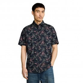 Риза с къс ръкав Tom tailor 1049605 short sleeve shirt - Blue (Navy Green Palm Design) риза,с,къс,ръкав,дамски,ризи,мъжки,ризи,tom,tailor,1049605,short,sleeve,shirt,blue,(navy,green,palm,design)