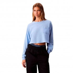 тениска,дамски,пижами,calvin,klein,lv00qs7516,long,sleeve,pyjama,t,shirt,blue,(frozen,fjord)