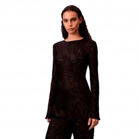 тениска,дамски,пижами,calvin,klein,lv00qs7559,long,sleeve,pyjama,t,shirt,brown,(19889,burnout,winter,floral,opaque)