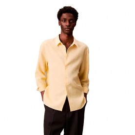 риза,с,дълъг,ръкав,мъжки,ризи,calvin,klein,lv04lb449g,linen,long,sleeve,shirt,yellow,(sunlight)