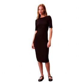 дънки,дамски,поли,и,рокли,calvin,klein,jeans,lv047d217g,short,sleeve,midi,dress,black,(black)