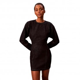 дънки,дамски,поли,и,рокли,calvin,klein,jeans,lv047d703g,long,sleeve,short,dress,black,(resin,rinse)