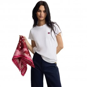 Тениска Silbon 2040401195 Smile Print short sleeve T-shirt - White (White) тениска,мъжки,тениски,дамски,тениски,silbon,2040401195,smile,print,short,sleeve,t,shirt,white,(white)
