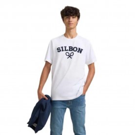 Тениска Silbon 2040401244 Racket Pocket T-shirt - White (White) тениска,мъжки,тениски,дамски,тениски,silbon,2040401244,racket,pocket,t,shirt,white,(white)