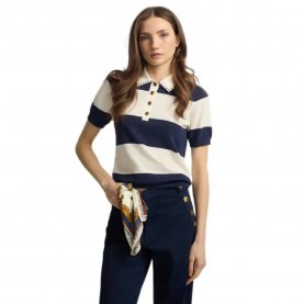 Silbon 2041002119 short sleeve polo - Blue (Blue & White) дамски,блузи,с,яка,мъжки,блузи,с,яка,silbon,2041002119,short,sleeve,polo,blue,(blue,&,white)