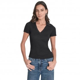 блуза,дамски,блузи,с,яка,мъжки,блузи,с,яка,dkny,ribbed,sweater,polo,black,(black)