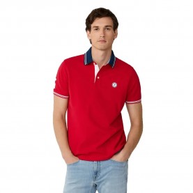 дамски,блузи,с,яка,мъжки,блузи,с,яка,façonnable,silicone,badge,short,sleeve,polo,red,(breton,red)