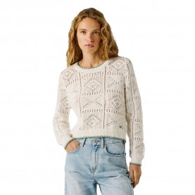 Блуза Pepe jeans Kas sweater - Beige / White (Antique White) блуза,мъжки,пуловери,дамски,пуловери,pepe,jeans,kas,sweater,beige,white,(antique,white)