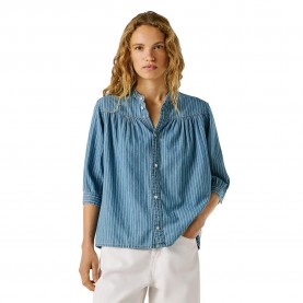 Pepe jeans Livia Striped 3/4 sleeve shirt - Blue (Denim) дамски,ризи,мъжки,ризи,pepe,jeans,livia,striped,3,4,sleeve,shirt,blue,(denim)