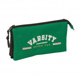 канцеларски,принадлежности,safta,blackfit8,varsity,22x12x3,cm,triple,pencil,case,green,(multicolor)