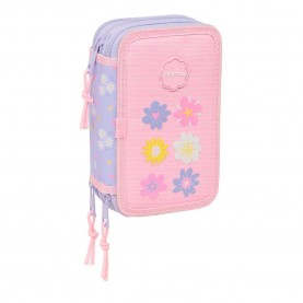 канцеларски,принадлежности,safta,bouquet,12.5x19.5x5.5,cm,triple,pencil,case,pink,(multicolor)