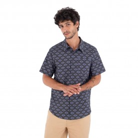 Риза с къс ръкав Hurley Printing Press Arbore short sleeve shirt - Blue (Black) риза,с,къс,ръкав,дамски,ризи,мъжки,ризи,hurley,printing,press,arbore,short,sleeve,shirt,blue,(black)