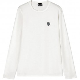 Тениска EA7 EMPORIO ARMANI Premium Shield long sleeve T-shirt - White (Sugar Swizzle) тениска,мъжки,тениски,дамски,тениски,ea7,emporio,armani,premium,shield,long,sleeve,t,shirt,white,(sugar,swizzle)