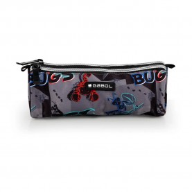 Gabol Bugs-Triple Pocket pencil case - Grey (Negro) ученически,принадлежности,gabol,bugs,triple,pocket,pencil,case,grey,(negro)