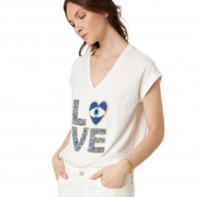 Тениска Deeluxe Mykolove short sleeve v neck T-shirt - White (Off White) тениска,мъжки,тениски,дамски,тениски,deeluxe,mykolove,short,sleeve,v,neck,t,shirt,white,(off,white)