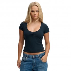 Фланелка с къс ръкав Superdry Athletics Essentials Gathered short sleeve top - Blue (Eclipse Navy) фланелка,с,къс,ръкав,дамски,топове,superdry,athletics,essentials,gathered,short,sleeve,top,blue,(eclipse,navy)