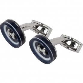 Hackett Button cufflinks - Silver (Navy) бижутерия,hackett,button,cufflinks,silver,(navy)