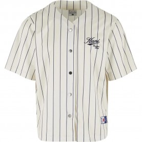 тениска,мъжки,тениски,дамски,тениски,karl,kani,cursive,varsity,pinstripe,cropped,baseball,short,sleeve,t,shirt,beige,(white)