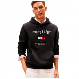 Суичър Tommy hilfiger Logo Embroidery Flex hoodie - Black (Black) суичър,мъжки,пуловери,tommy,hilfiger,logo,embroidery,flex,hoodie,black,(black)