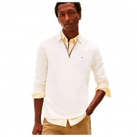 Tommy hilfiger MW0MW42808 long sleeve polo - White (Ivory Petal) дамски,блузи,с,яка,мъжки,блузи,с,яка,tommy,hilfiger,mw0mw42808,long,sleeve,polo,white,(ivory,petal)