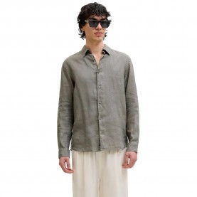 Риза с дълъг ръкав Jack & jones Blalaerance Linen long sleeve shirt - Grey (Smokey Olive) риза,с,дълъг,ръкав,дамски,ризи,мъжки,ризи,jack,&,jones,blalaerance,linen,long,sleeve,shirt,grey,(smokey,olive)