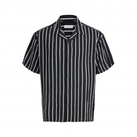 Риза с къс ръкав Jack & jones Jeff Resort Stripe short sleeve shirt - Black (Black) риза,с,къс,ръкав,дамски,ризи,мъжки,ризи,jack,&,jones,jeff,resort,stripe,short,sleeve,shirt,black,(black)